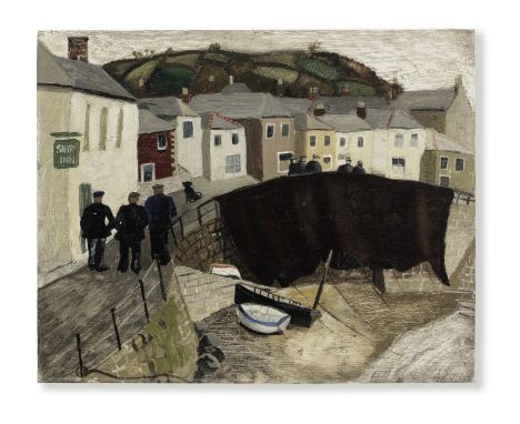 Christopher Wood (British, 1901-1930)Drying Sails, Mousehole, Cornwall oil on board40.6 x 50.8 cm. (16 x 20 in.)Painted in 19