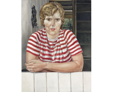 Sir Stanley Spencer R.A. (British, 1891-1959)Mrs Linda Few Brown oil on canvas84 x 63.5 cm. (33 x 25 in.)Painted in 1958Footn