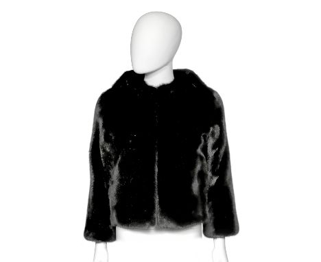 Black Mink Jacket,Celine, Round neck with bracelet sleeves, Condition Grade ALabelled size 38, 16'/82cm chest, 56cm longFor f