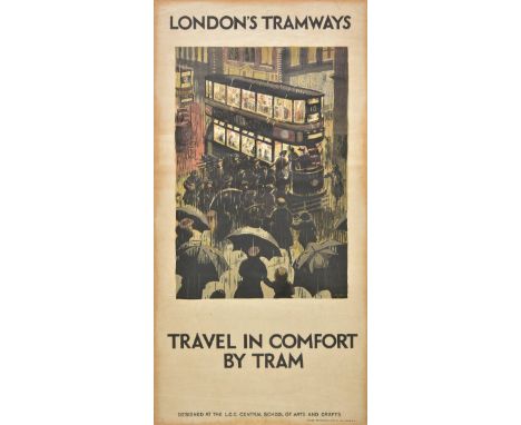 *@Restall (Frank Percy, 1897-circa 1965). London's Tramways. Travel in Comfort by Tram, [1923],  colour lithograph poster, pr