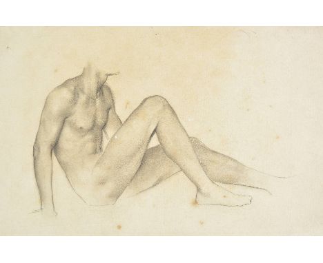 *De Morgan (Evelyn, 1855-1919). Study of a male nude, black chalk on laid paper (to top half of a large sheet, with horizonta