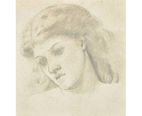 *De Morgan (Evelyn, 1855-1919). Head of a young woman, pencil on card, head study half profile to left, of a young woman with