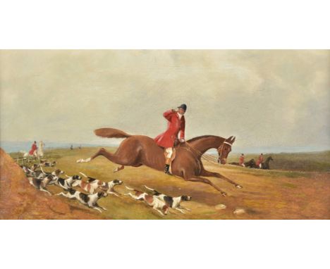 *English School. Hunting Scenes, circa 1880s,  a pair of oils on canvas, apparently unsigned, relined, 34.5 x 65 cm (13.5 x 2