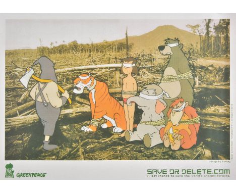 *@Banksy (1974-). Save or Delete, 2002, offset lithograph colour poster on recycled paper for Greenpeace, design by Third Pla