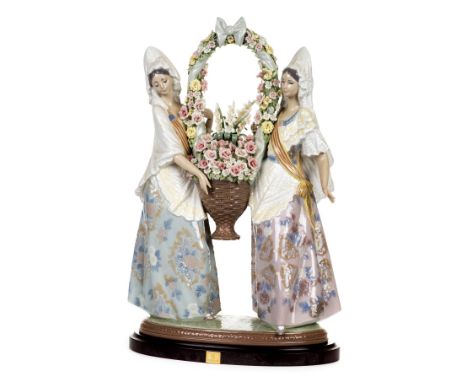 *Lladro. Floral Offerings,  figure group reference no. 1490, limited edition no. 548, with Lladro certificate dated 22nd Apri