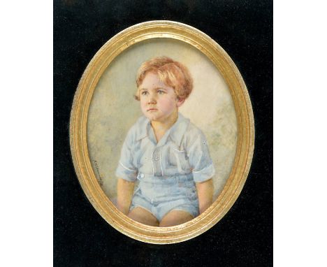 *Hepburn-Edmunds (Nellie M., circa 1878-1953). David Steele, aged 3 3/4 years, 1933,  oval portrait miniature on ivory, signe