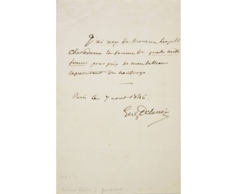 *Autograph Letters by French &amp; Italian Artists. Nine autograph letters or notes signed by Antonio Canova (1757-1822), Jea