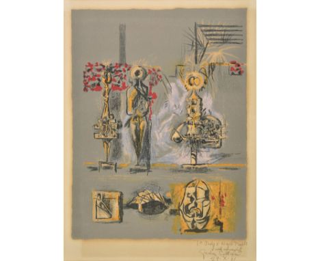 *@Sutherland (Graham, 1903-1980). Three Figures in a Garden, 1953,  colour lithograph on wove paper, printed by Mourlot, publ