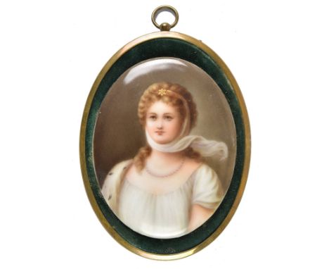 *Continental School. Oval miniature portrait of Queen Louise of Prussia (1776-1810), later 19th century,  watercolour and gou