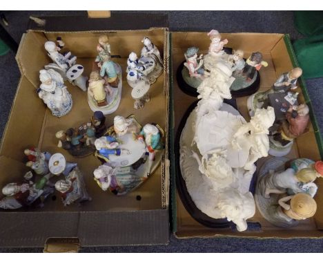 *Playing Cards. Early 20th century Continental bisque porcelain figural group,  modelled as 18th century card players seated 