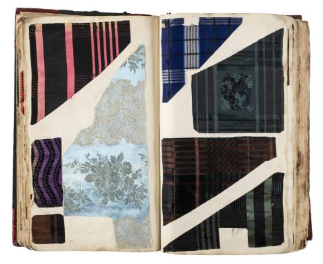 Fabric samples. A large trade volume of fabric samples, English, 1858-1861,  approximately 300 leaves, with varying numbers o