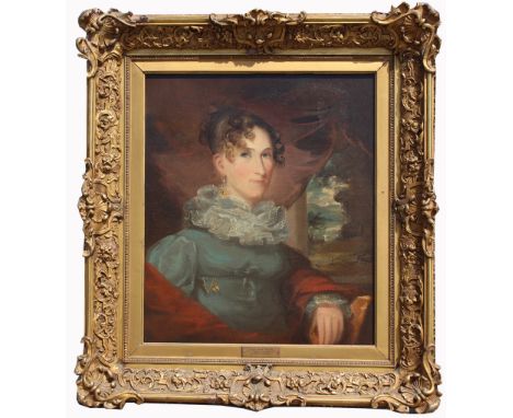 Gilbert Stuart (1755 - 1828) Portrait of Mrs. Daniel Webster (Grace Fletcher). Oil on Canvas Painting. Housed in an impressiv