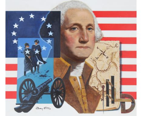 Dean Ellis (American, 1920 - 2009) "George Washington" Signed lower left. Original Oil painting on Masonite. Provenance: Coll