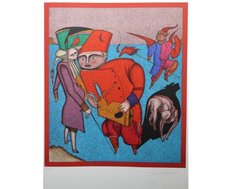 Mihail Chemiakin (New York, Russia born 1943) "Untitled VIII" Color Lithograph. Numbered (37/225) lower left. Signed lower ri