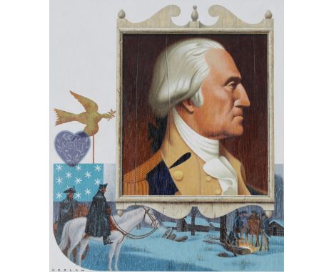 Howard Koslow (1924 - 2016) "George Washington" Signed lower left. Original oil painting on Wood Panel. Provenance: Collectio