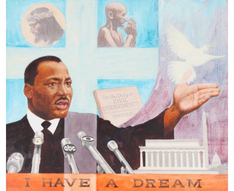 David K. Stone (American, 1922 - 2001) "Martin Luther King" Signed lower right. Original Oil painting on Masonite. Provenance