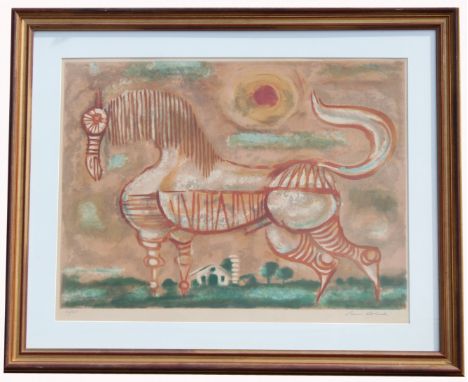 Aaron Bohrod (Illinois, 1907 - 1992) Color Lithograph. Pencil signed lower right, pencil numbered (86/200) lower left. Image 