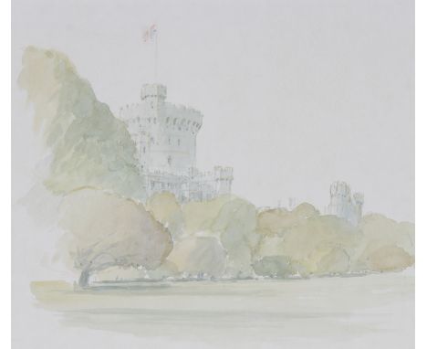 Sir Hugh Casson (United Kingdom, 1910 - 1999) "Windsor Castle, London" Original Watercolor painting on Paper. Provenance: Col