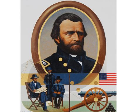 Howard Koslow (American, 1924 - 2016) "Ulysses S. Grant" Signed lower left. Original oil painting on Cold Press Illustration 