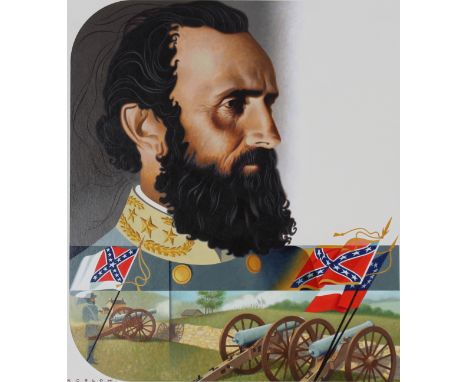 Howard Koslow (American, 1924 - 2016) "Thomas J. "Stonewall" Jackson" Signed lower left. Original oil painting on Cold Press 