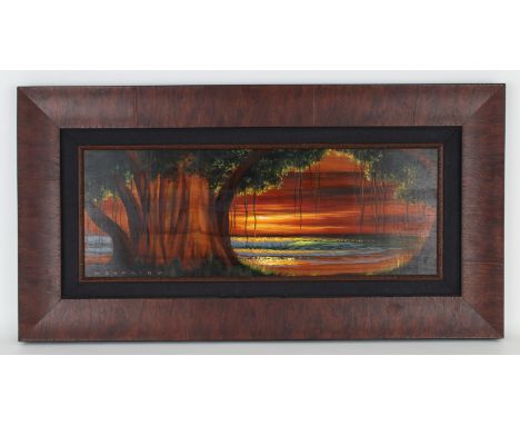 Walfrido Garcia (B. 1966) "Banyan by the Sea" Signed lower left. Oil on Wood Panel. Title verso. Having original Wyland Galle