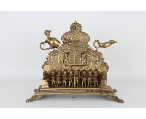 Antique Judaica Hanukkah Lamp Menorah.  Height:  10.25 inches.        