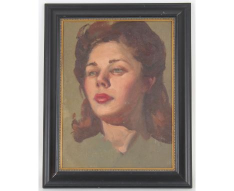 Edward Leonard (New York, Florida, 1901 - 1968) Portrait of a Woman, Oil on board. Unsigned. Purchased from the Artist. Prove