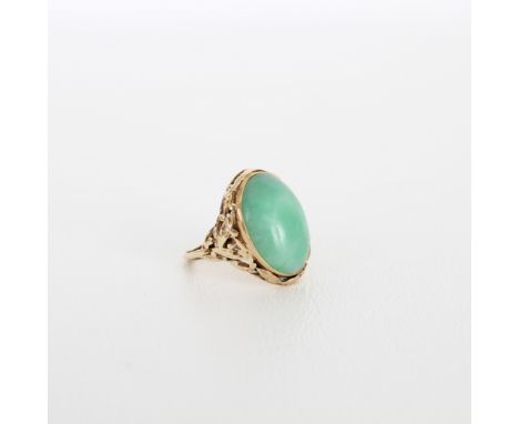 Potter Studio Jade &amp; Gold Ring. Stamped on  underside of ring. Ring has been snipped for  larger finger size  Overall Wei