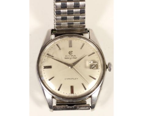 Cyma Navystar Cymaflex, a stainless steel manual wind date gentleman's wristwatch, 34 mm 