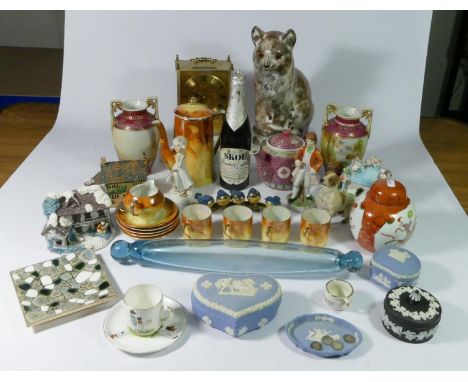 A 1950's Czechoslovakian coffee service together with, a pair of oriental vases, a Chinese ginger jar, Wedgewood Jasper-ware,