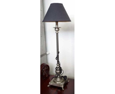 Antique style electric lamp with metal column base, 74cm high approx