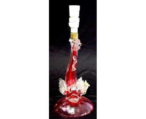 Murano glass dolphin lamp base by Archimede Seguso, studio sticker to base, height 40cm approx.