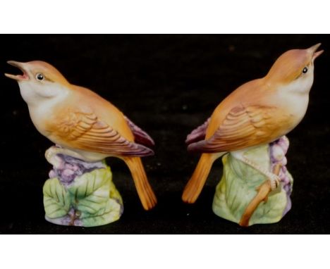 Pair Royal Worcester Bird figures each of a 'Nightingale,' marked to base and # 3337, (height 9.5cm approx, each).