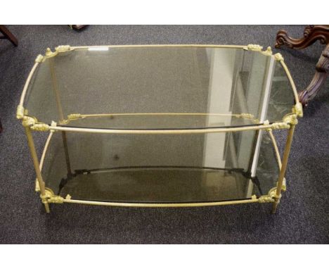 Two tier gilt brass coffee table 89cm x 48cm, 44cm high approx