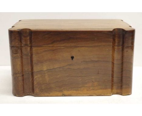 Victorian olive wood tea caddy 19.5cm wide, 13cm deep, 11cm high approx