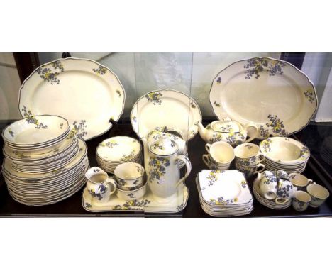 Extensive part Royal Doulton "Carnival" dinner set comprising 14 dinner plates, 9 entree plates, 4 soup bowls, 7 dessert bowl