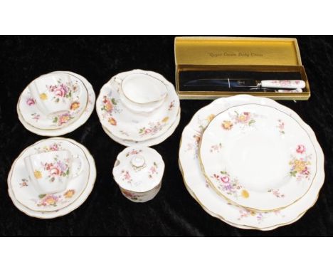 Royal Crown Derby 'Derby Posies' part dinner set including 2 each: dinner plates, and entree plates, 3 side plates, 2 cups an