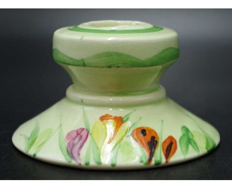 Clarice Cliff Bizarre 'Crocus' pattern candlestick 5cm high approx