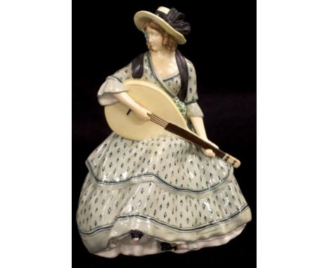 Austrian ceramic Seated Musician figure marked to base, (as inspected), (height 28cm approx).