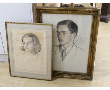 Frederick Samuel Beaumont (1833-1899), pastel sketches two portrait studies, ‘Anne’, and another, both signed, largest 60 x 4