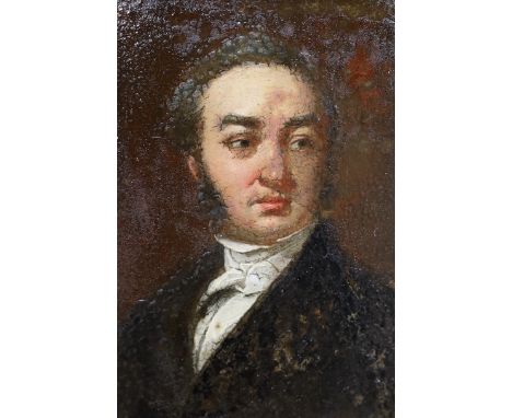 19th century German School, oil on millboard, Portrait of a gentleman, 16 x 11cm