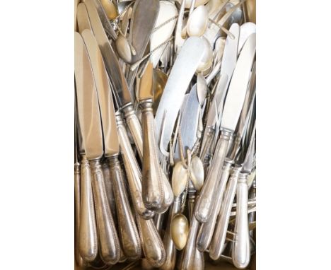 A part canteen of German 800 standard beaded pattern white metal cutlery, by H. Meyen &amp; Co, comprising ten dessert forks,