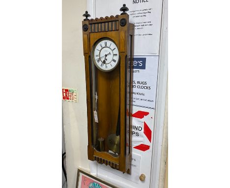 A 19th century German Vienna regulator type walnut wall clock W. Kibble, 22 Gracechurch Street, with pendulum and weight, hei
