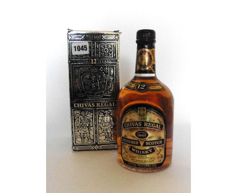 A bottle of Chivas Regal 12 yr old Blended Scotch Whisky with box circa 1970's 43% 75 proof 26 2/3 fl oz 75cl
