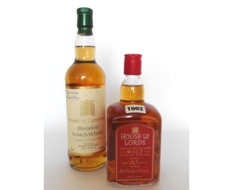 2 bottles, 1x House of Lords Single Highland Malt 10 yr old Scotch Whisky by Chivas Brothers in William Whiteley Pitlochry bo