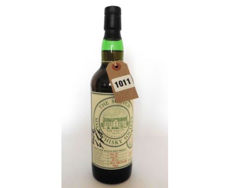 A bottle of The Scotch Malt Whisky Society (SMWS) Single Cask Malt No 1.127 "Bubble gum in the Boudoir" Glenfarclas Distiller