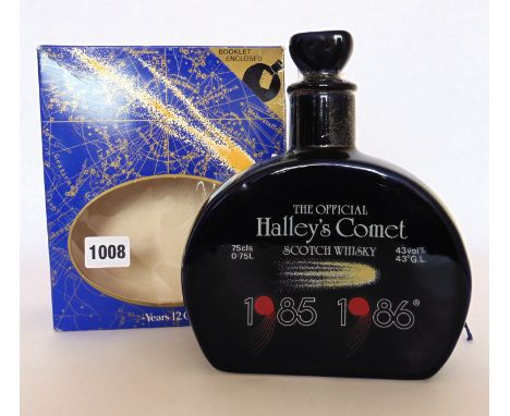 The Official Halley's Comet 12 yr old blended Scotch Whisky 1985 1986 in dark blue decanter by Douglas Laing & Co with box 43