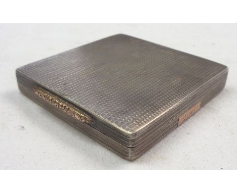 A heavy gauge silver powder compact with milled finish and rose metal mounts - A. Wilcox, Birmingham 1953