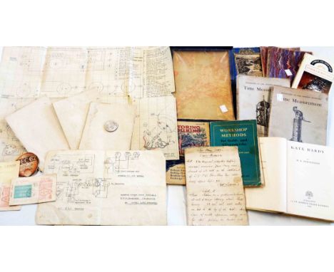 A small collection of ephemera including various hand drawn engineering and wiring diagrams relating to engine speed indicato