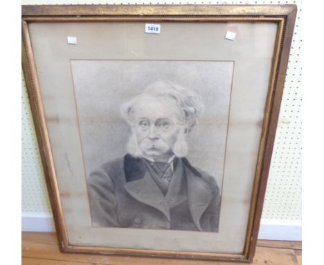 F. Lyon: gilt framed late 19th Century pencil and charcoal portrait of a gentleman - signed and dated 91